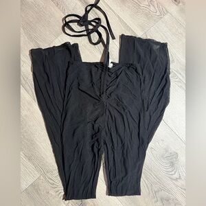 iHeartRaves Black Mesh Flare Cinch Bottoms Size Small